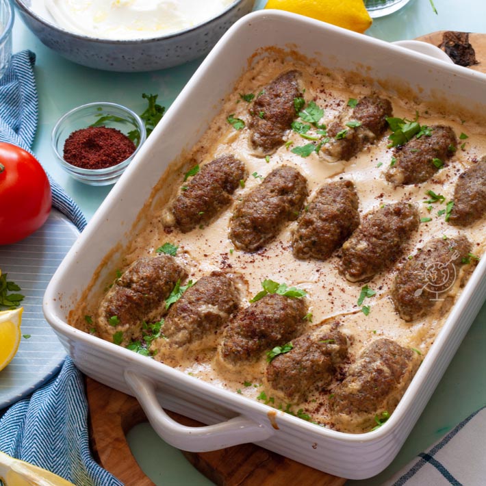 Lamb kofta in tahini sauce