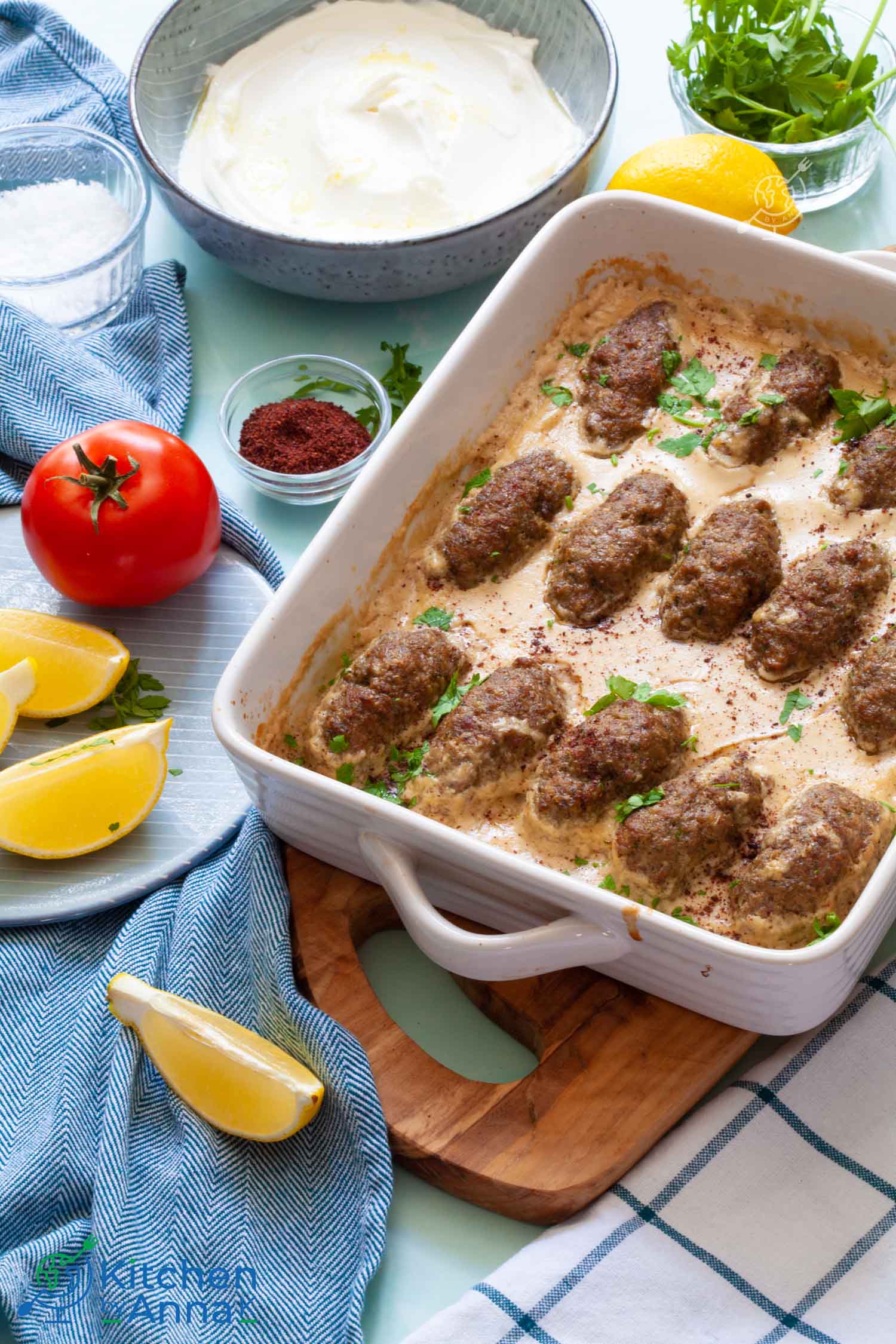 Lamb kofta in tahini sauce