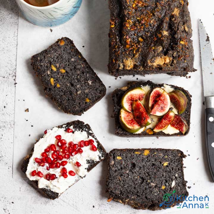 Lowcarb black sesame seeds quick bread